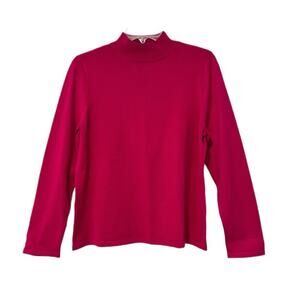 Pendleton Sweater Top Women Large Petite Pink Mock Neck Silk Knit Preppy Office